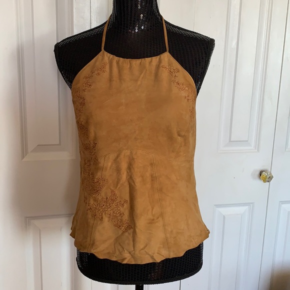 GAP Tops - 🎉2X HOST PICK🎉 Vintage GAP Embroidered Real Suede Halter Top